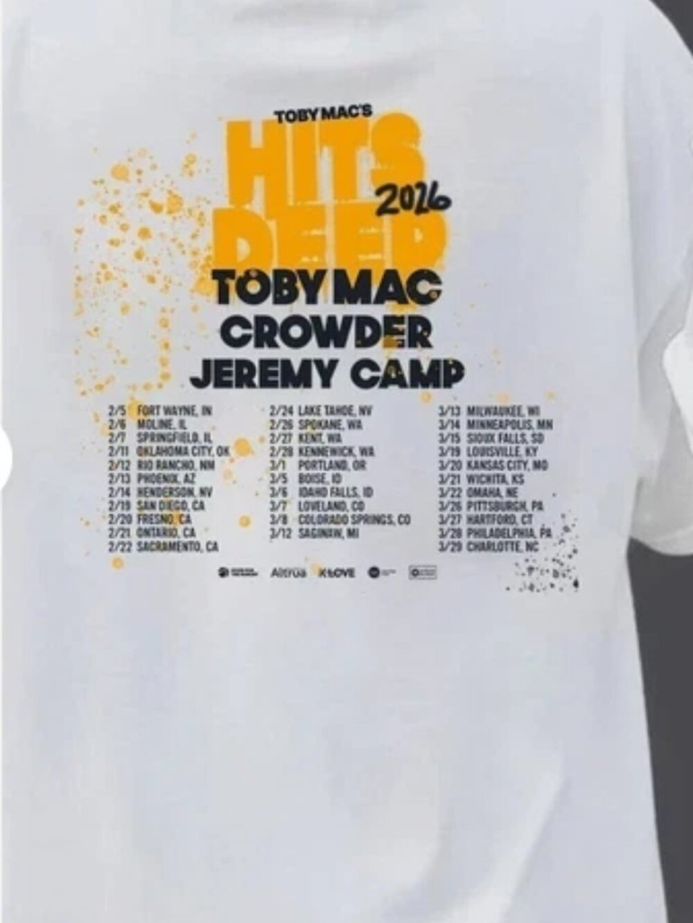 Hits Deep Tour 2026 Tobymac Hits Deep Concert Unisex T-Shirt - Picture 3 of 6
